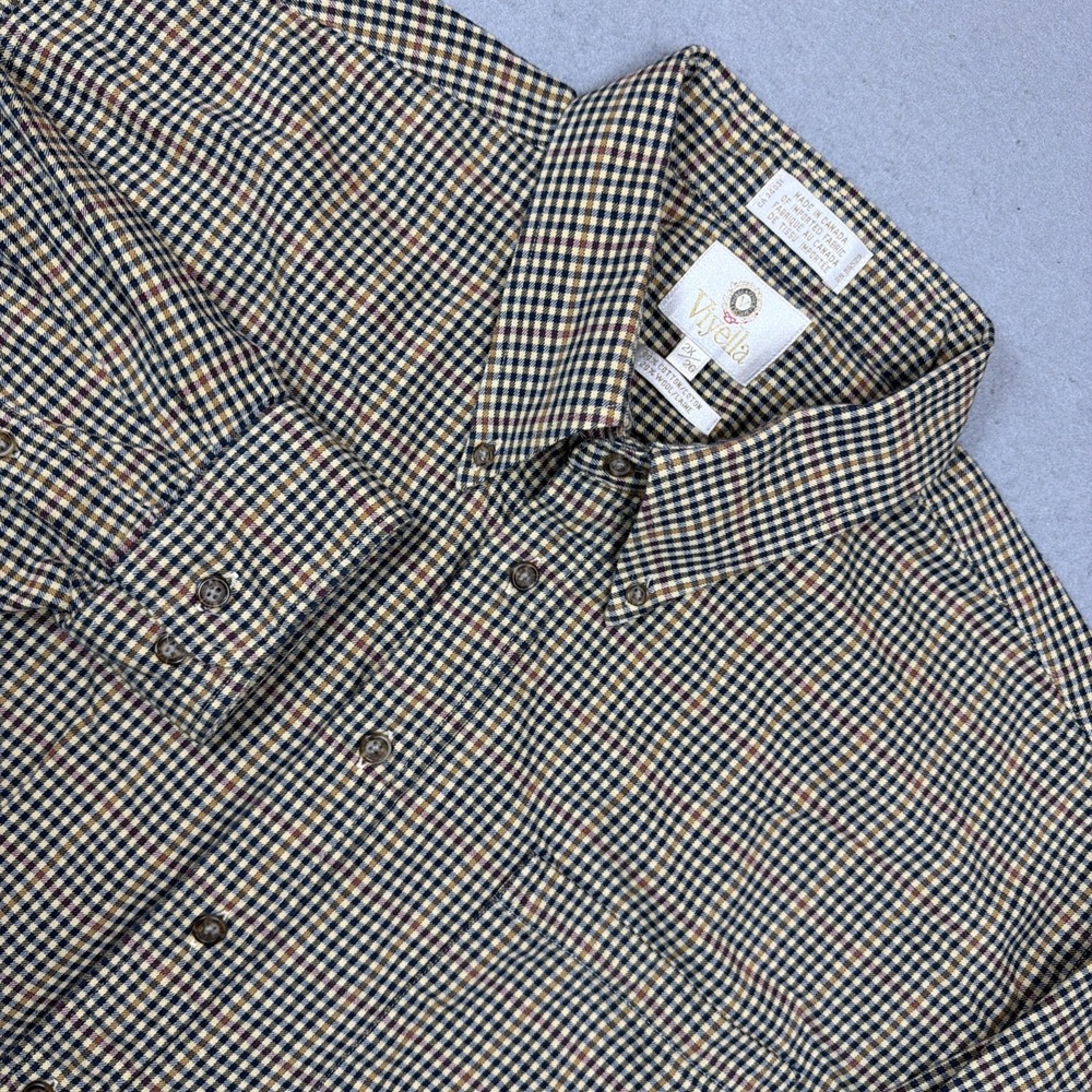 Viyella Wool Blend Shirt Men 2XL Multicolor Check Long Sleeve Button Up Work